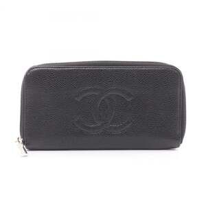 CHANEL Black Leather Logo Wallet